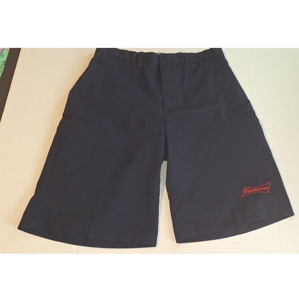 Budweiser Mens Navy Blue Embroidered Logo Work Utility Shorts Size 32
